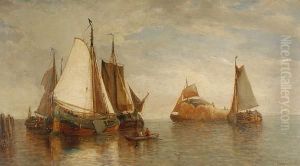 Vessels In A Harbour by Rafael Monleon y Torres