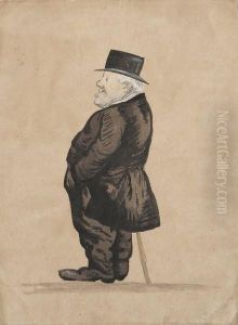 Caricature D'homme De Profil by Henri Bonaventure Monnier