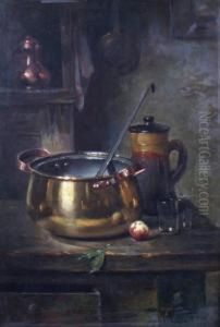 Nature Morte A La Marmite, Au Pichet Et Au Fruit by Maurice Louis Monnot