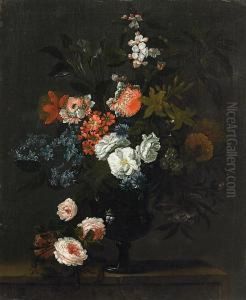 Stillleben Mit Blumen In Einer Glasvase