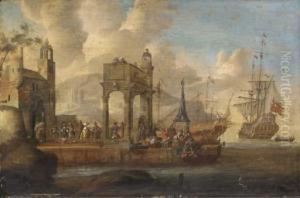 A Mediterranean Harbour With Merchants On A Quayside - view 1