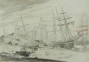 Vessels At St. Sampson's Harbour, Guernsey by Alexander Monro