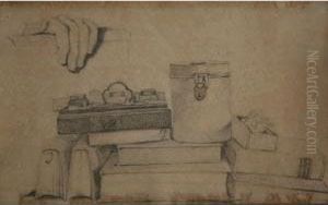 Study Of Books, An Inkstand by Henry Monro