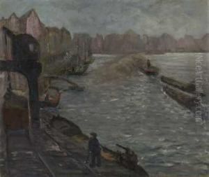 Industriehafen Mit Schleppkahn by Karl Mons