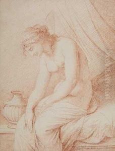 Seated Female Classical Nude by Johannes Maria Monsorno