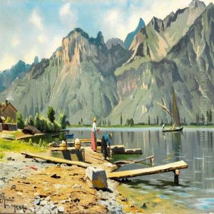 Washerwomen On The Shore Of Lake Geneva