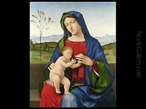 Madonna Mit Kind Vor Weiter Landschaft by Bartolomeo Montagna