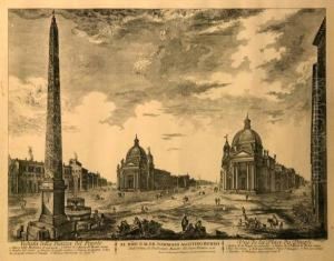 Veduta Della Piazzadel Popolo by Domenico Montagu