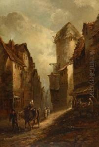 Village Street In Auvergne Old Street In Lyons by Alfred Montague