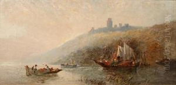 Eastern Boats On A River Before A Castle - view 1