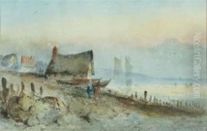 Shoreline Cottages At Sunset by Clifford Montague