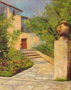 Scorcio Di Villa Con Figura by Carlo Montani