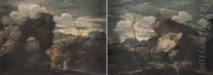 Paesaggio Con Tobiolo E L'angelo by Pietro Montanini