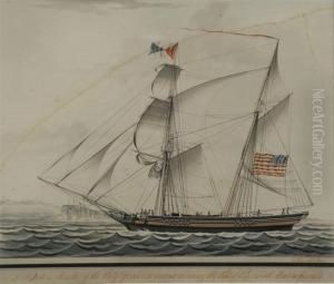 S. Doten Master Of The Brig Governor Carver, Entering The Portof Plymouth, Massachusetts by Louis Montardier