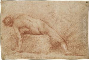A Reclining Male Nude by Francesco Montelaticci, Cecco Bravo