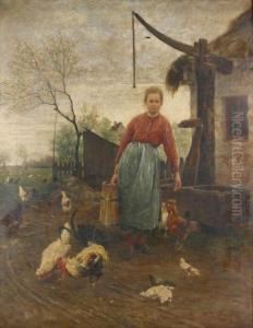 Barnyard Scene by Antonio (Antonis Matteo) Montemezzo