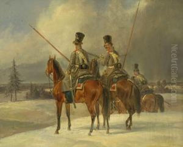 Drei Reiter In Winterlandschaft - view 1