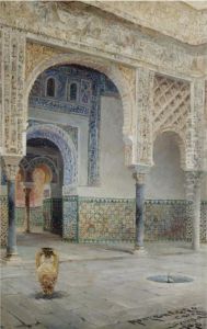 A Moorish Courtyard, Seville by Jose Montenegro Capell