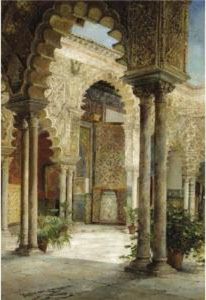 A Sunlit Courtyard, Seville by Jose Montenegro Capell