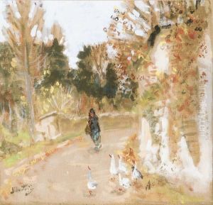 Les Gardeuses D'oies by Pierre Eugene Montezin