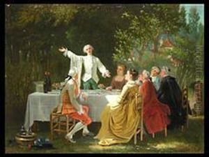 Das Gartenfest by Adolphe Francois Montfallet