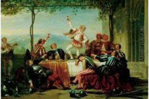 Scene De Ripaille by Adolphe Francois Montfallet