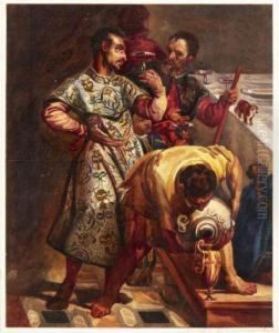 Trois Personnages D'apres 'les Noces De Cana' De Veronese by Antoine Alphonse Montfort