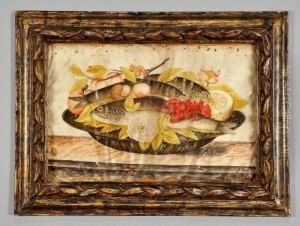 Natura In Posa Con Pesci Crostacei E Frutta by Octavianus Montfort