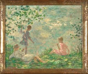 Fillettes Au Bord De L'eau by Jenny Montigny