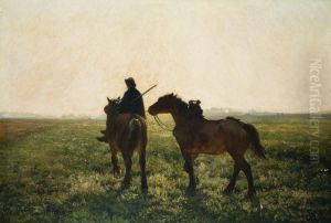 Ruiter Met Twee Paarden by Jules Montigny