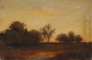 Landscape At Sunset by Jules Montigny