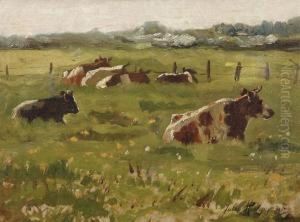Cows In The Meadow by Jules Montigny
