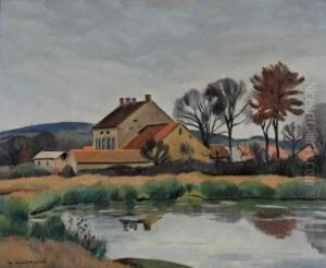 Village En Bord De Riviere by Albert Montmerot