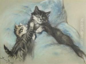 Young Kitten Waking Up Mom by Fannie Moody