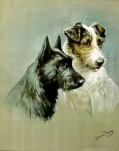 A Portrait Of Two Terriers by Fannie Moody