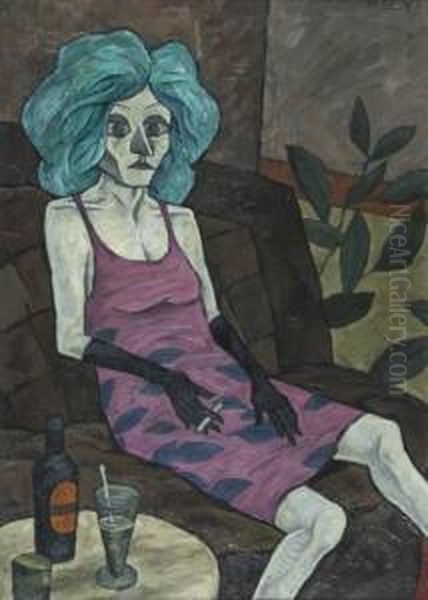 Seated Girl In Pink And Blue - view 1