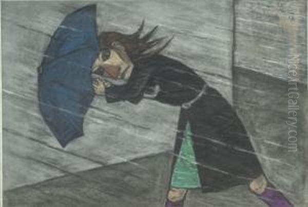 Girl With Umbrella - view 1