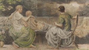 Classical Figures On A Bench