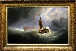 Fishing Boat Passing The Elbe Lightship In A Storm
