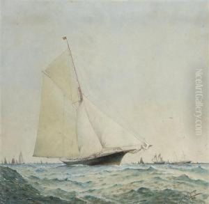 A Racing Cutter And Other Craft Offshore