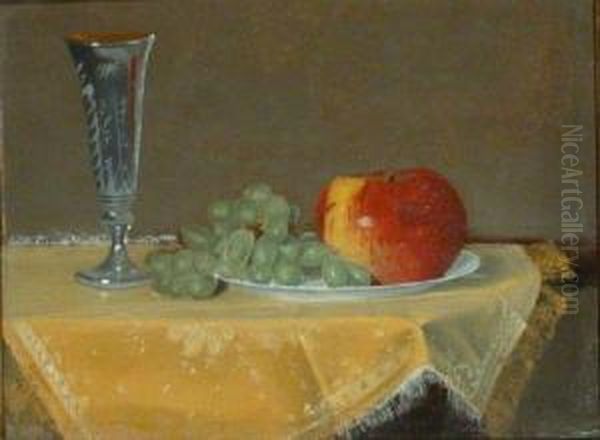 Still Life With Apple, Grapes And Etched Champagne Flute - view 1