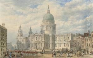 Marching Across The Square, St Paul's Cathedral, London by George Bolton Moore