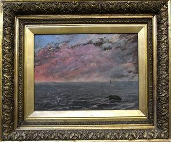 Seascape At Sunset With Shipping In The Distance - view 1