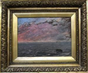 Seascape At Sunset With Shipping In The Distance
