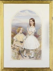 Double Portrait Of The Children Of Sir Thomas Gladstone,full-length, With Carpentry Tools by John Collingham Moore