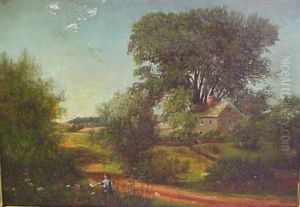 Andscape With Figure Of Boy And House by Nelson Augustus Moore