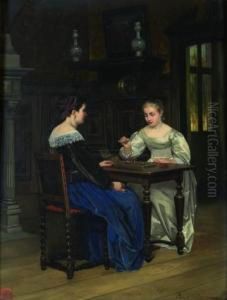 Jeune Femme Jouant Aux Echecs by Franz Moormans