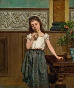 Madchen Mit Wellensittich by Franz Moormans