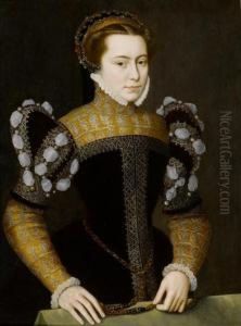 Portrait Of A Lady, Probably Margarethe Of Parma by Giacomo Antonio Moro