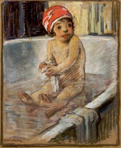 A Bathing Baby by Francis Luis Mora